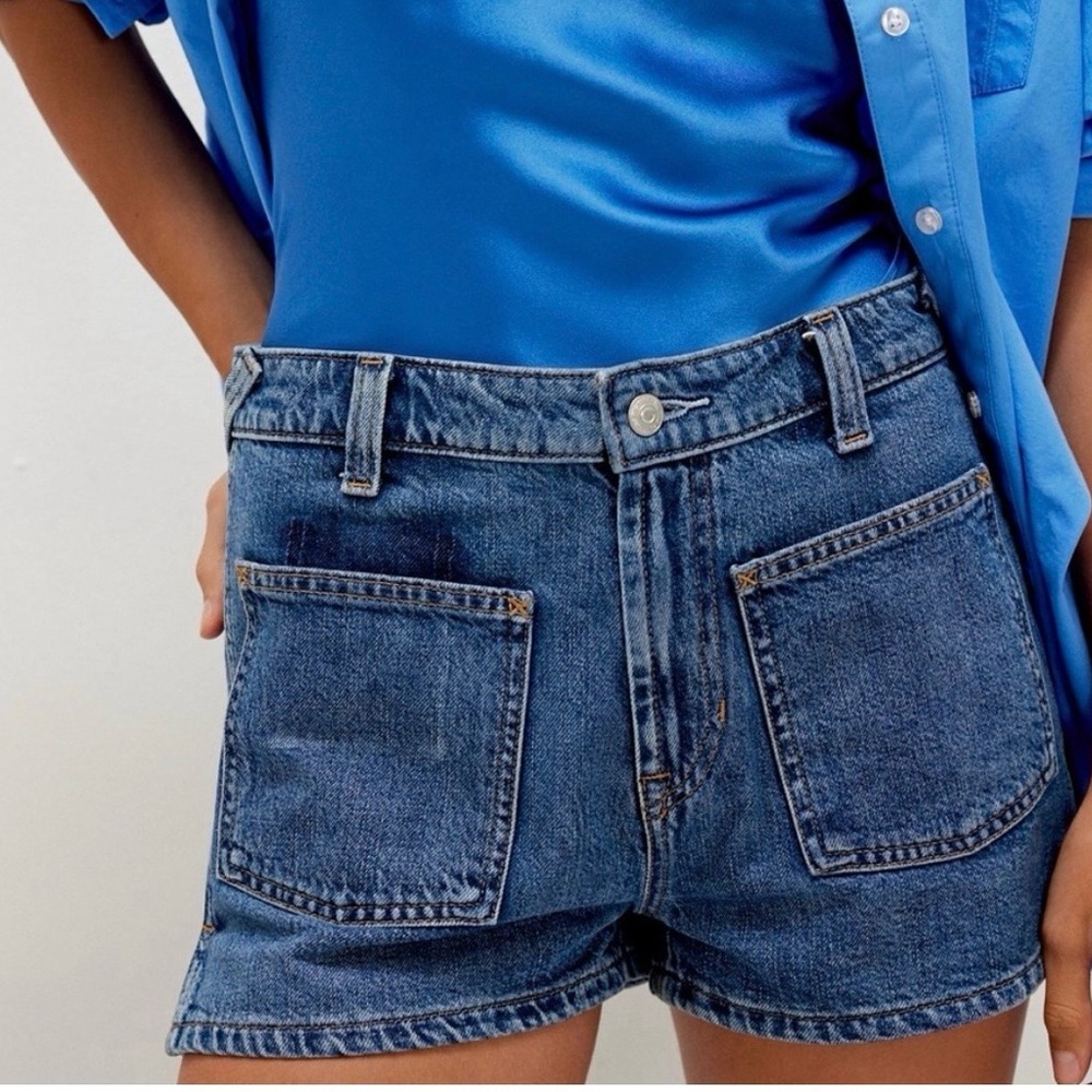 Free People Bettie Sailor Shorts Classic Blue Jean Shorts